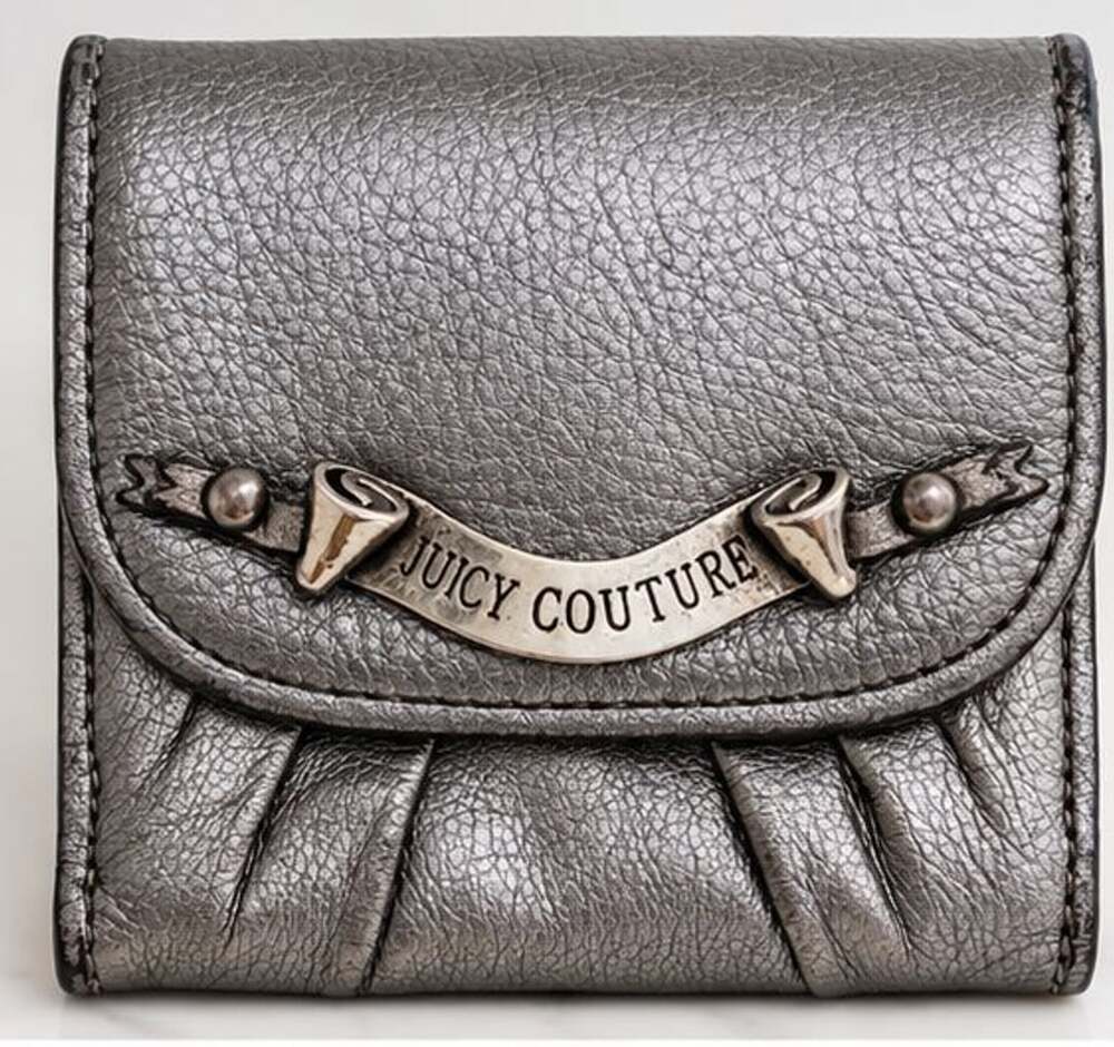 RARE Vintage Juicy Couture Her Royal Juicyness Metallic Silver Leather Wallet